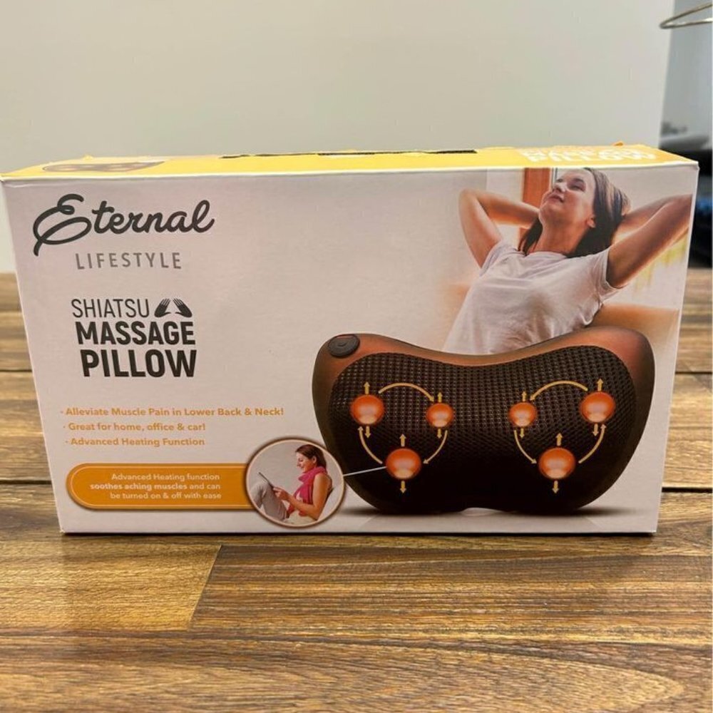 Shiatsu massage pillow. For home or car. Heated option. Copper in colour. New in